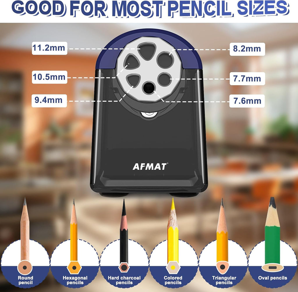 AFMAT 6 Holes Heavy Duty Electric Pencil Sharpener and Fully Automatic Robot Pencil Sharpener