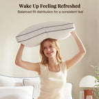 Goose Feather and Down Pillows Queen Size Set of 2, Luxury Bed Pillows