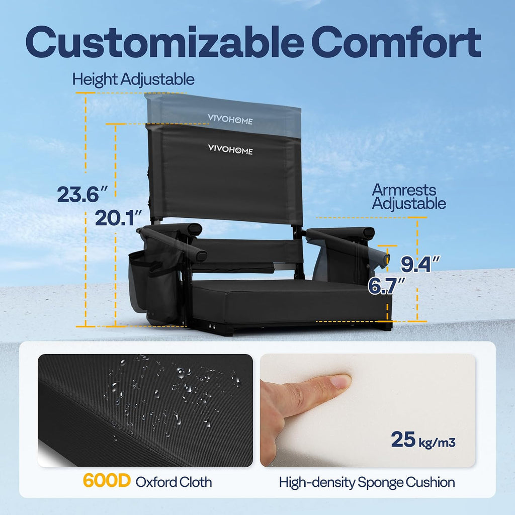 VIVOHOME Adjustable High Back Stadium Seats with Back Support and Cushion