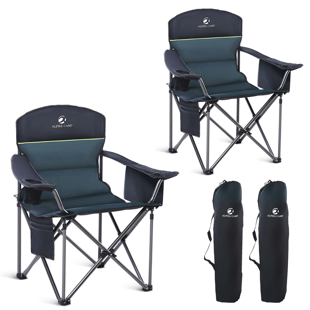 LET'S CAMP Folding Camping Chair Oversized Heavy Duty Padded Outdoor Chair
