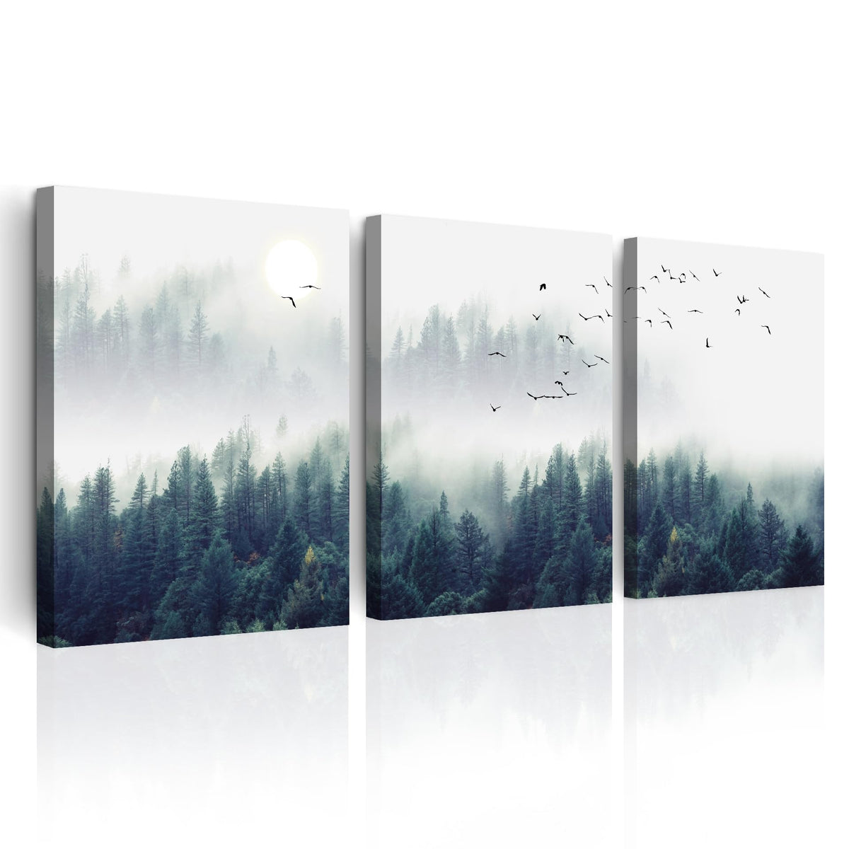 MHARTK66 Large Size Wall Art for Living Room Modern Wall Decor for Bedroom Office Decor Abstract Mountain Forest Landscapes Ink Painting 3 Piece Framed Canvas Art Prints Ready to Hang Wall Pictures
