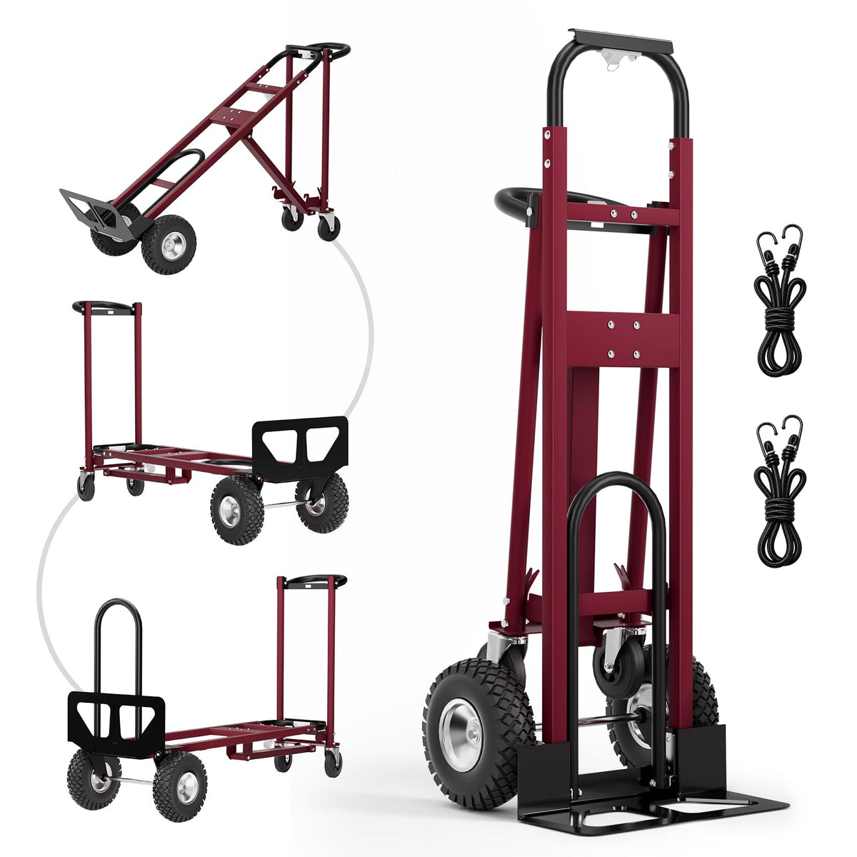 4in1 Heavy Duty Convertible Hand Truck, Alloy Steel Dolly Cart with Wheels