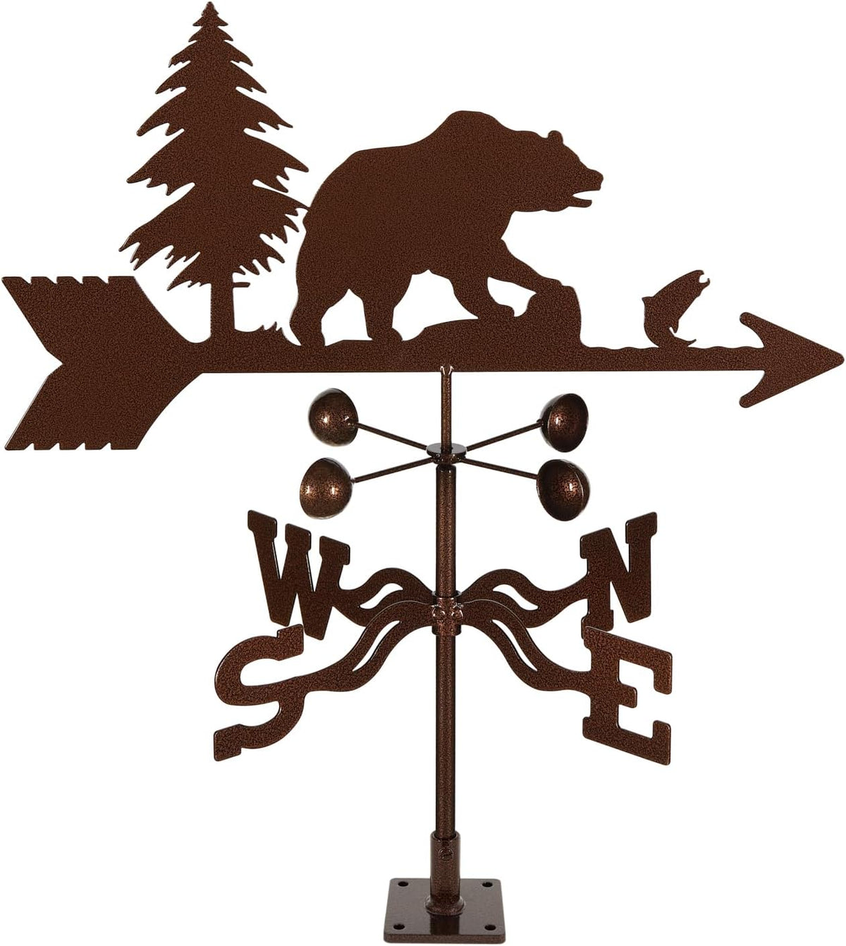 EZ Vane Steel Bear Weathervane with Wind Cups — Deck Mount