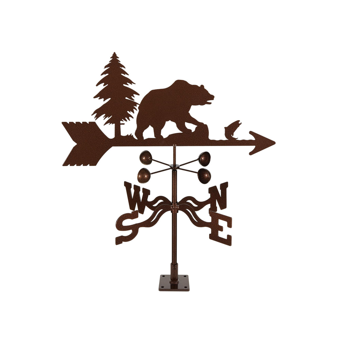 EZ Vane Steel Bear Weathervane with Wind Cups — Deck Mount