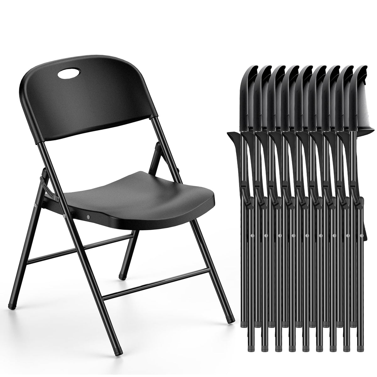 Nazhura 350 Weight Limit Heavy Duty Plastic Folding Chair with Reinforced Steel Frame for Indoor and Outdoor, Wedding, Party, Restaurant, Meeting Room, Patio and Garden