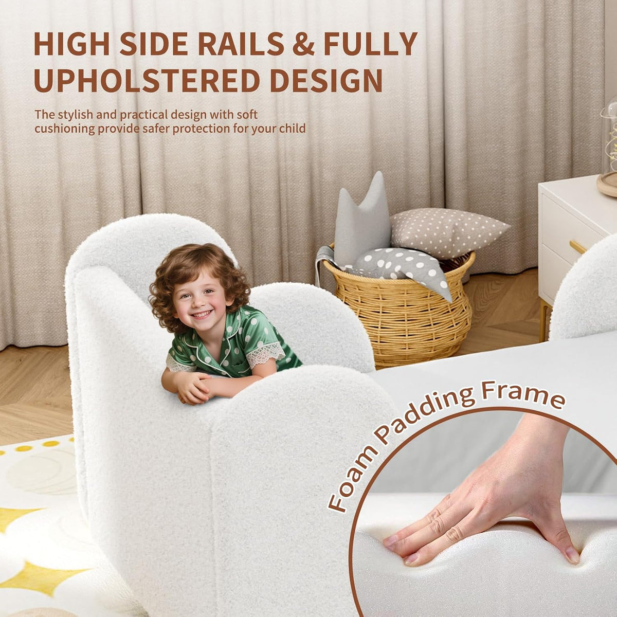 DoCred Toddler Bed, Upholstered Toddler Bed for Girls&Boys