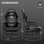 N-GEN GAMING Gaming Chair with Footrest, Lumbar, High-Back, All Black