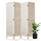 Room Dividers and Folding Privacy Screens, Wood Louvered Separators Divider Wall for Home Office Bedroom - 4 Panels, 63 * 67inch (Brown)