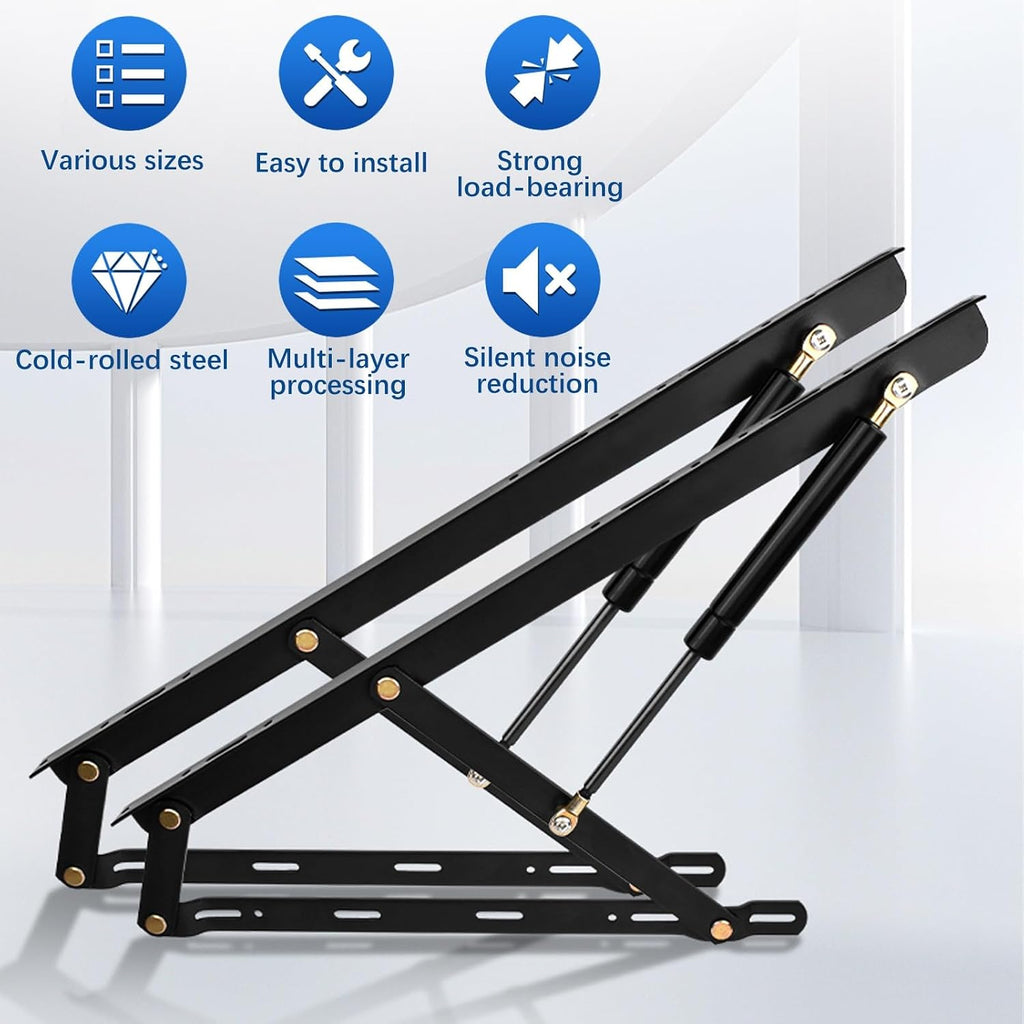 1 Pair Bed Lift Mechanism Heavy Duty Gas Spring Bed Storage Lift Kit, Hydraulic Pneumatic Rod Folding Lift For Bed Gas Spring Bed Storage Lift Kit, Folding Bed Accessories, 62-150cm(White,620mm)
