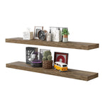 BAMEOS 47in Floating Shelves, Black Wall Mounted Wooden Shelves with Invisible Brackets Set of 2