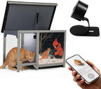 Outdoor Cat Feeder with Camera, All-Weather Smart Feeding Station with Step-On Lid, 11L Large Capacity, Asphalt Roof, Built-in Water Bottle & Night Vision for Stray Cats (Grey)