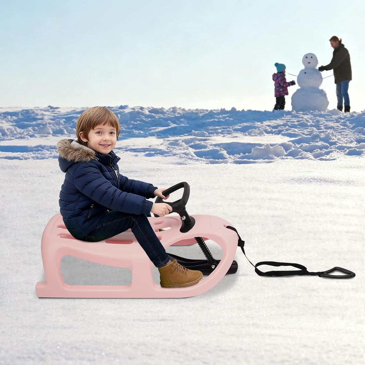 Saddle Style Snow Sled for Kids and Adults – Winter Outdoor Sliding Toy, Heavy Duty Plastic, Fun Sledding for Snowy Hills and Backyard
