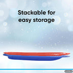 Superio Toboggan Snow Sleds for Kids and Adults, 2 Pack Heavy Duty Plastic Sliders with Handles and Hole for Pull Ropes- Kid and Adult Winter Fun