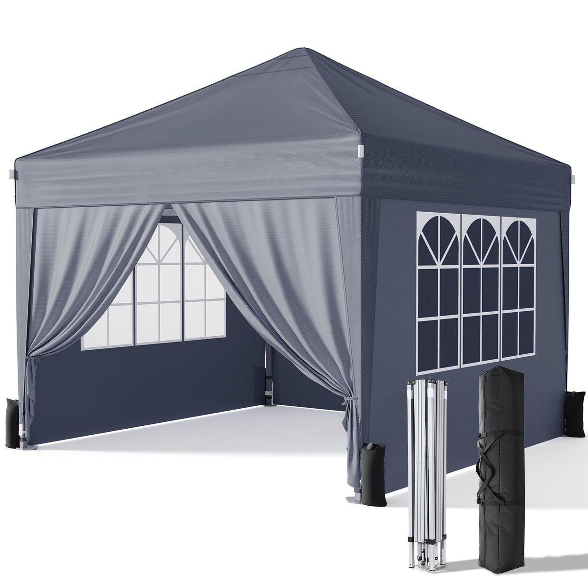 Driftalia 10x10 Pop Up Canopy Tent with Sidewalls, One-Push Instant Setup
