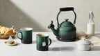 Le Creuset Demi Kettle (1.25 qt.) and 2 Mugs (14 oz. each), Oyster