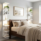 Fixwal 7 Tier Wall Shelf with LED Lights for Room Decor White, 2 Pack
