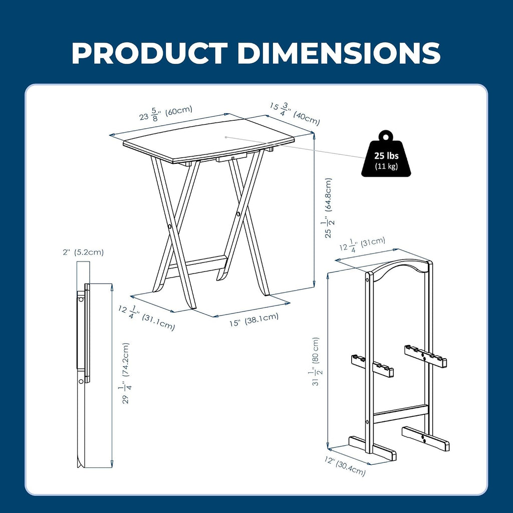 Winsome Dylan Set of 4 Oversized Foldable Snack Tables with Storage Rack