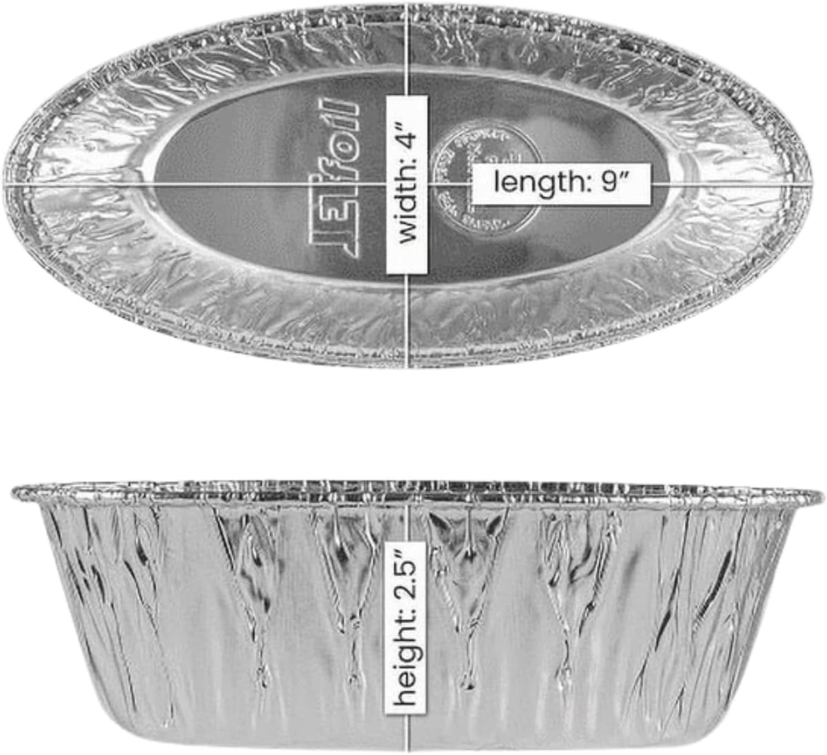 Jetfoil Disposable Aluminum Loaf Pans 2 LB Oval Loaf Challah Pans For Thanksgiving | Recyclable Foil Baking Pans for Bread, Cakes, Brownies, Heavy Duty Tin Foil Bakeware | Small 200 Count
