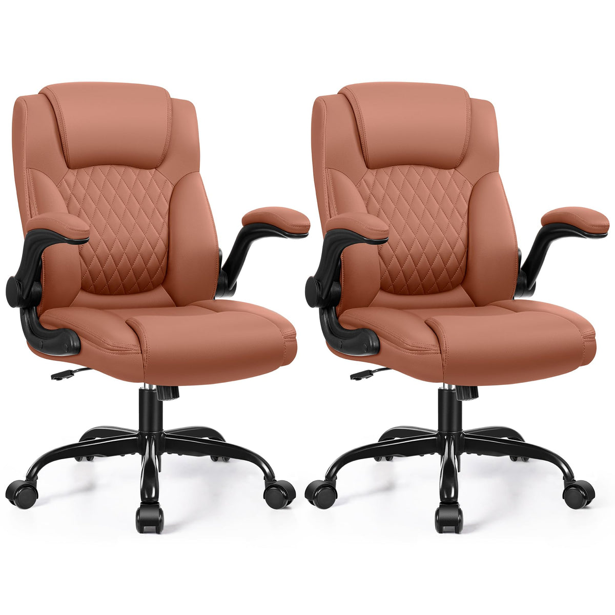 Leather Office Chair, PU Home Computer Desk Chairs with Ergonomic Back Support, 360°Swivel Free，Small Gaming Chair with Wheels and Adjustable Armrests, for Short People Use