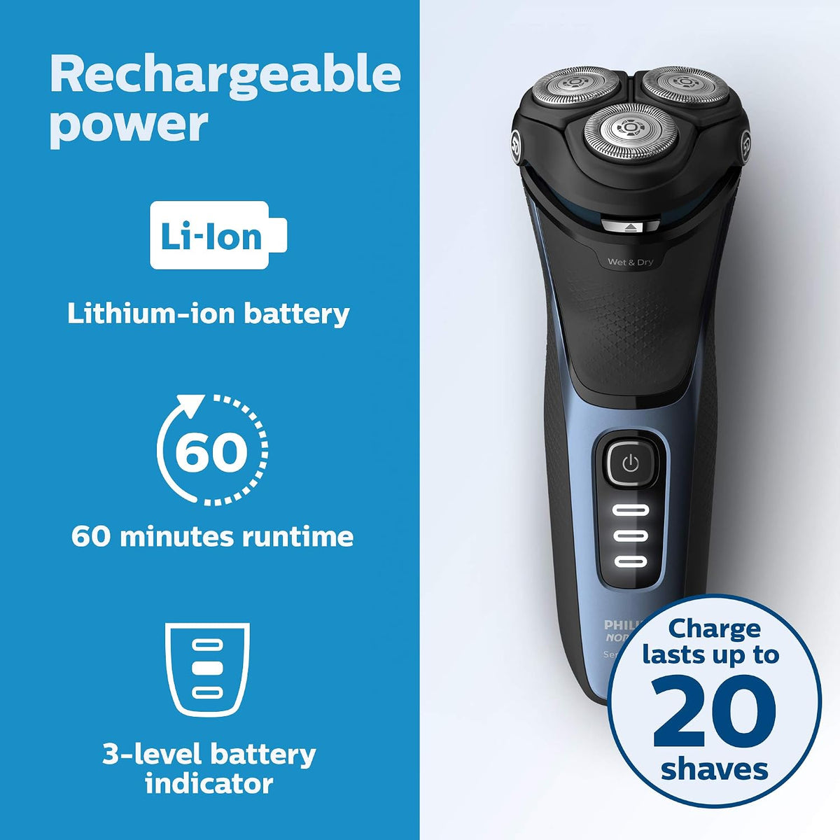 Philips Norelco Shaver 3500 S3212/82, Storm Gray, 1 Count