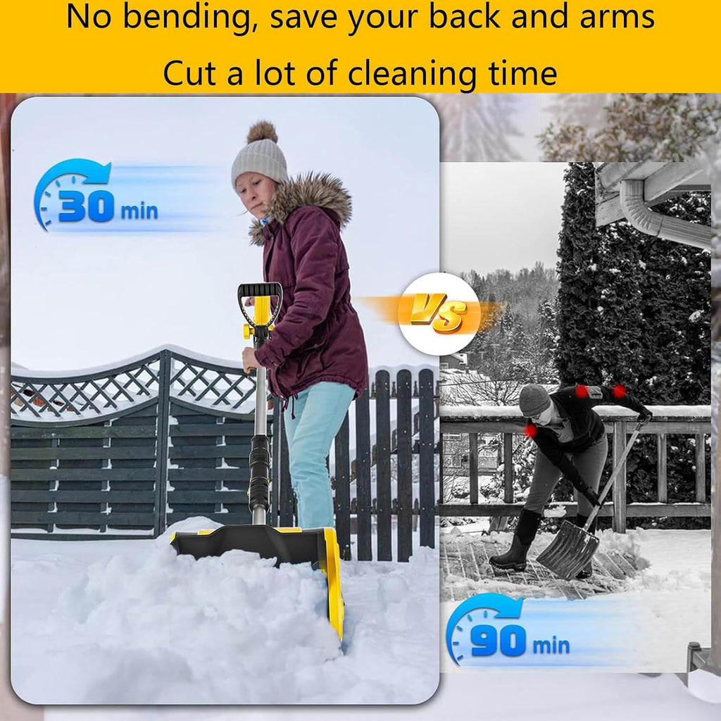 21V Cordless Electric Snow Shovel, Brushless Motor, 41cm Width, (2 Battery and Charger Included) Snow Blower Shovel for Patio Driveway