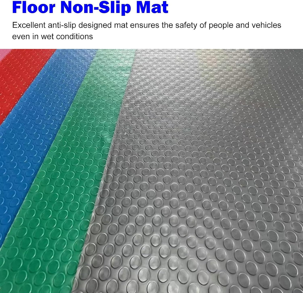 Extra Large Rubber Mat for Garage Floor, Heavy Duty Non-Slip Floor Mat, Workshop Garage Van Gym Matting Roll, Waterproof Rubber Flooring 2.5mm Thick(Gray,0.6x2m/2x6.6ft)