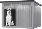 Fancyango Large Dog House with Weatherproof Roof for Indoor & Outdoor Use - Big Dog House for Large Medium Dogs(42.8" L x 33" W x 31.5" H) Grey