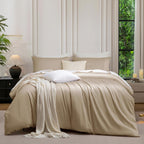 MooMee Queen Duvet Cover Set 100% Extra Long Staple Cotton Cooling Bedding