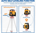 360° Self-Leveling Red Beam Rotary Laser Level Kit with Tripod+Grade Rod