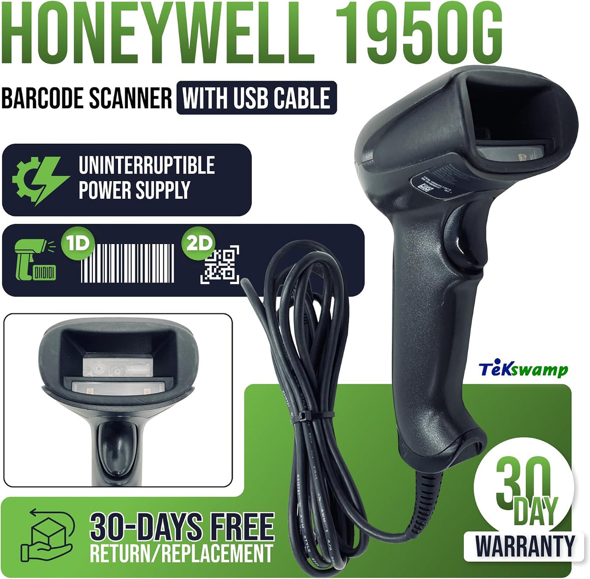 Honeywell Xenon Extreme Performance (XP) 1950 Series Barcode/Area-Imaging Scanner (2D, 1D, PDF, Postal) Kit