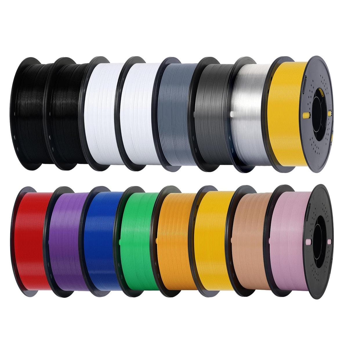 Kingroon PETG 3D Printer Filament, 10 Rolls, Dimensional Accuracy +/- 0.03 mm, 1kg Spool(2.2lbs), 1.75 mm，10KG Ten Colors Black White Grey Red Blue Green Yellow Orange Transparent Silver