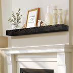 60x8x3in Rustic Fireplace Mantel Pine Wood, Weathered Brown