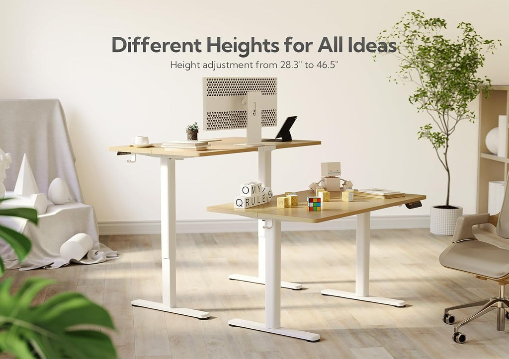 Claiks Electric Height Adjustable Standing Desk, 48x24 Inch, Nature