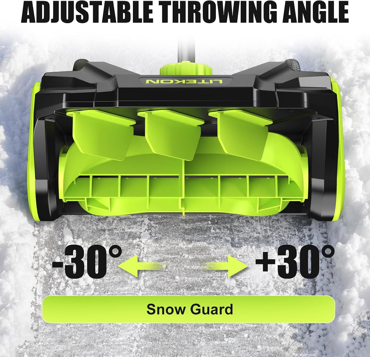 Litekon 40V Brushless Cordless Snow Shovel, 15-Inch Electric Snow Blower with 2X 4.0Ah Batteries & Charger, Battery-Powered Snow Removal with 30FT Throw Distance for Patio, Deck, Driveway,Green
