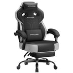 GTPLAYER Big & Tall Gaming Chair, Wide Seat with Footrest, Charcoal