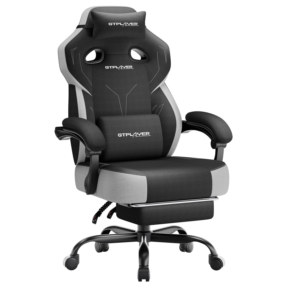 GTPLAYER Big & Tall Gaming Chair, Wide Seat with Footrest, Charcoal