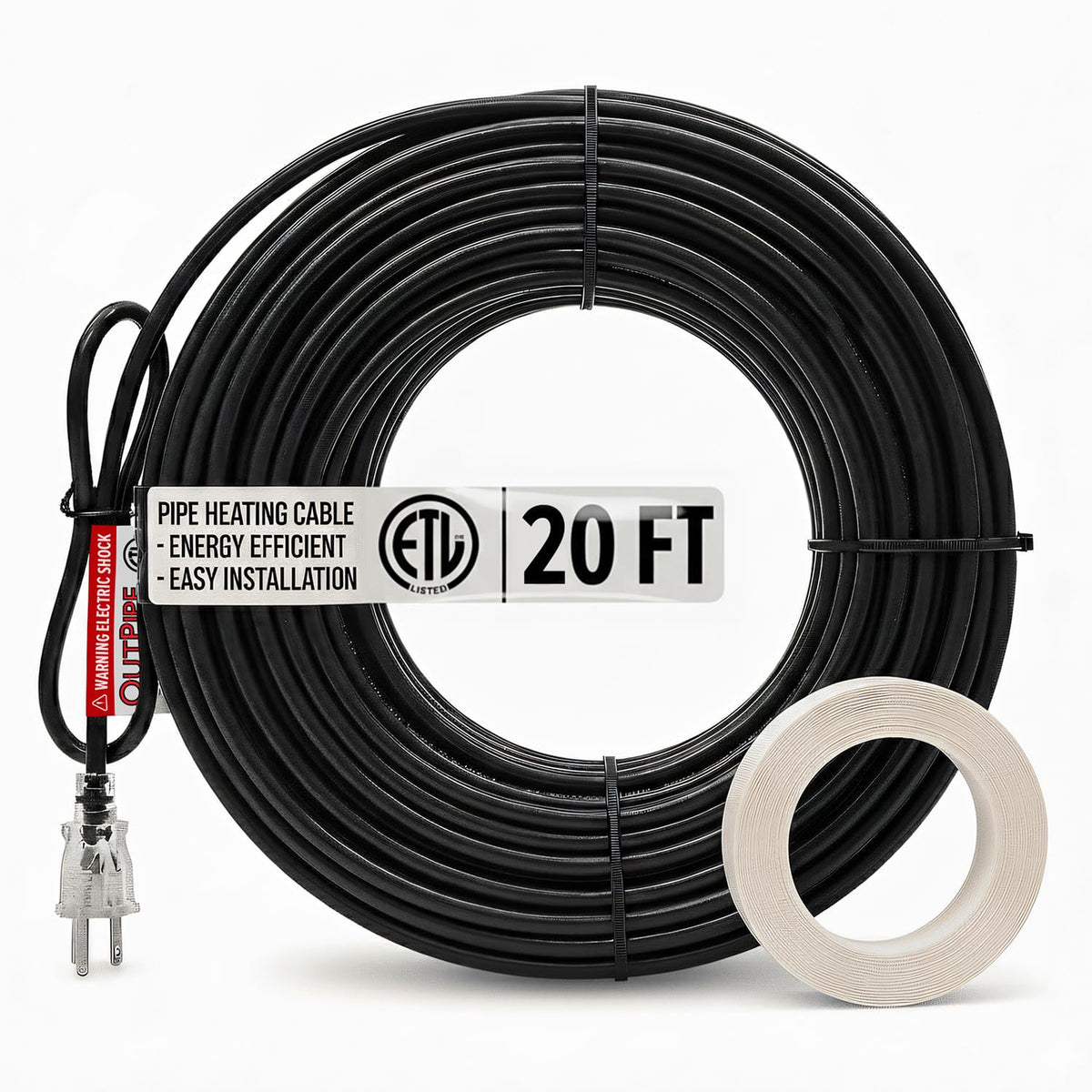 10ft OutPipe Self-Regulating Pipe Heating Cable Kit with Mounting Tape