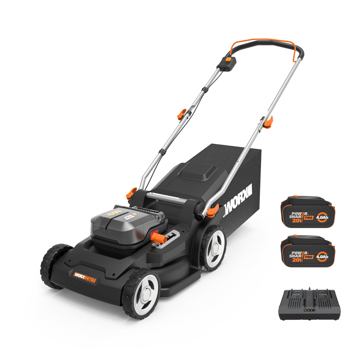 Worx Cordless Lawn Mower, 40V 17" 2-in-1 Grass Mower for 1/4 Acre, WG745