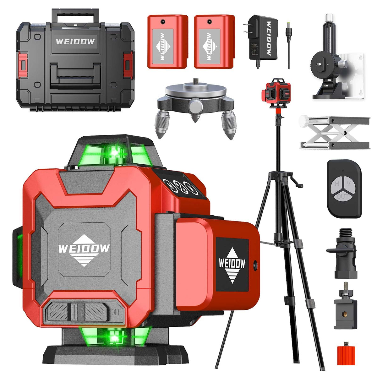 WEIDDW Laser Level 360° Green Cross Line Self Leveling Laser Measuring Tool