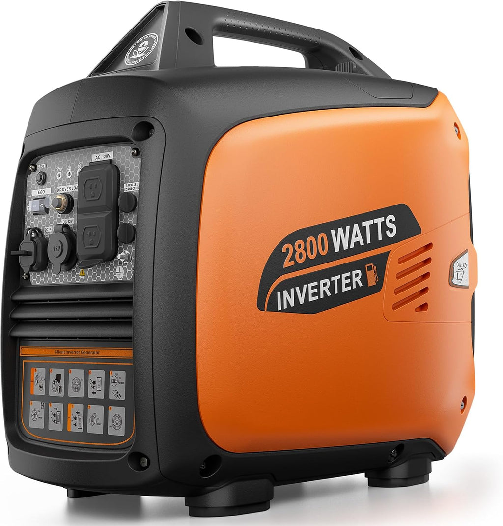 2800W Portable Inverter Generator, Quiet Gas Generator for Camping, RVs, Home Backup and Outdoor Activities, EPA Compliant