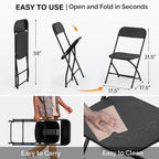 VINGLI 40 Pack Black Plastic Folding Chair, Indoor Outdoor Portable Stackable Commercial Seat with Steel Frame 350lb. Capacity for Events Office Wedding Party Picnic Kitchen Dining