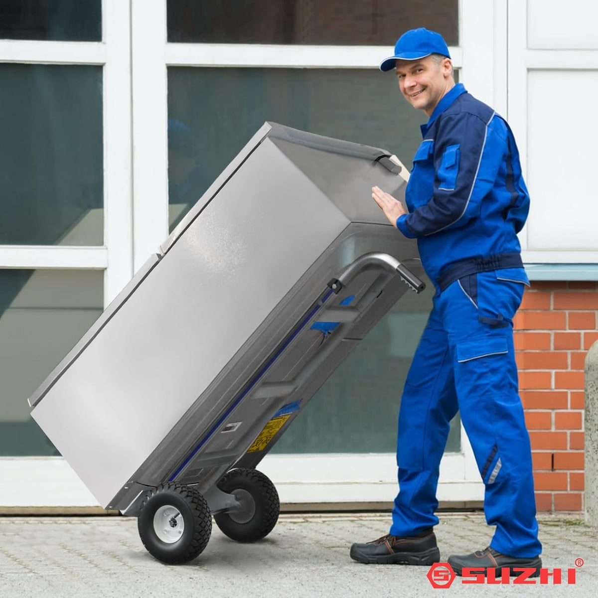 Suzhi Hand Truck Dolly Cart Heavy Duty/with 2 Wheels,600 Lbs Load, 2 Straps for Moving Furniture/Appliance/Carton/Warehouse/Office