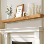 60x8x3in Rustic Fireplace Mantel Pine Wood, Weathered Brown