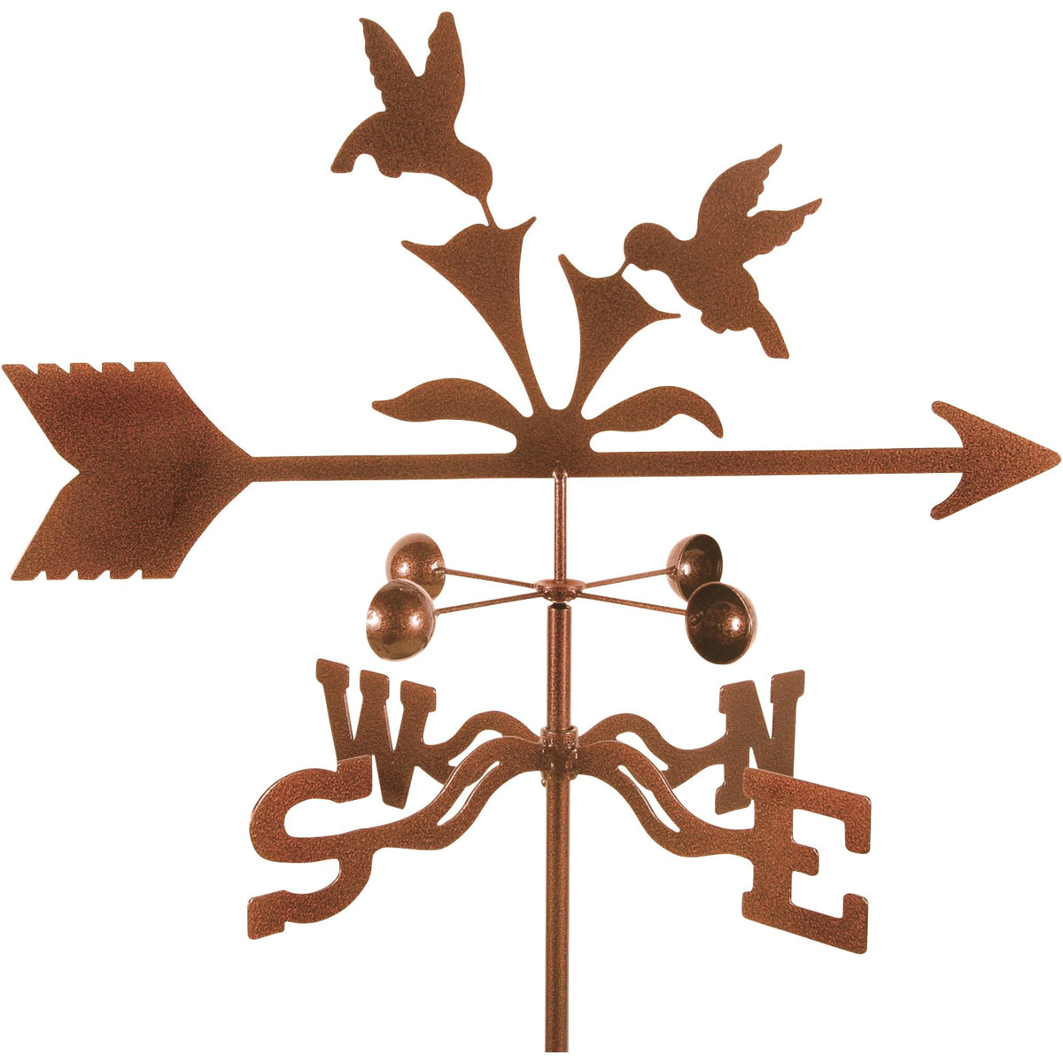 EZ Vane Steel Hummingbirds Weathervane with Wind Cups — 4-Sided Mount