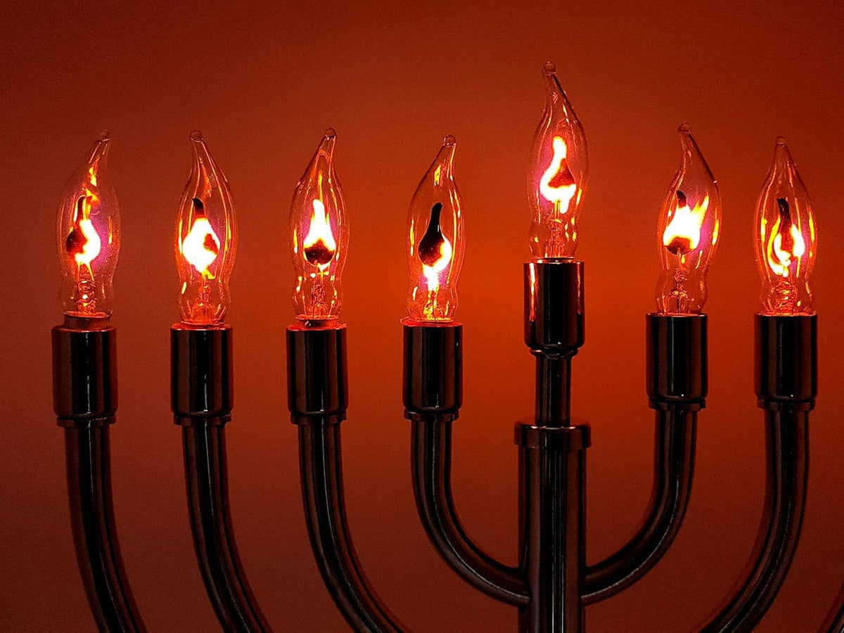 Electric Stainless Steel Hanukkah Menorah, Electric Chanukiya with 10 Flickering Chanukah Bulbs (3-Pack)