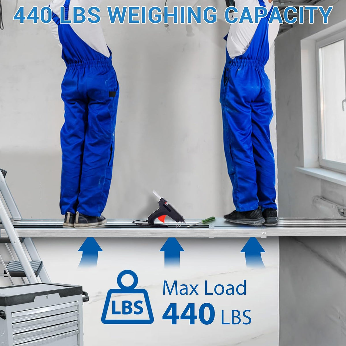 6-9 Ft Aluminum Work Plank, 440lbs Telescoping Plank, Skid-Proof Platform Aluminum Extension Boards, Aluminum Scaffolding Plank Scaffold Ladder Accessory