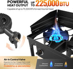 ROVSUN 3 Burner Outdoor Propane Gas Stove with Windscreen, 2 Shelves & Bag