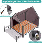 Dog House Outdoor, Insulated Dog Kennel Outside for Large Breed, 50.87" L Weatherproof Large Dog Shelter with Anti-Chewing Iron Frame (Grey-H, 45" D x 32.9" W x 32.6" H)