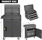 Winado 4-Drawer Rolling Tool Chest, 2-in-1 Large Storage Toolbox, Black
