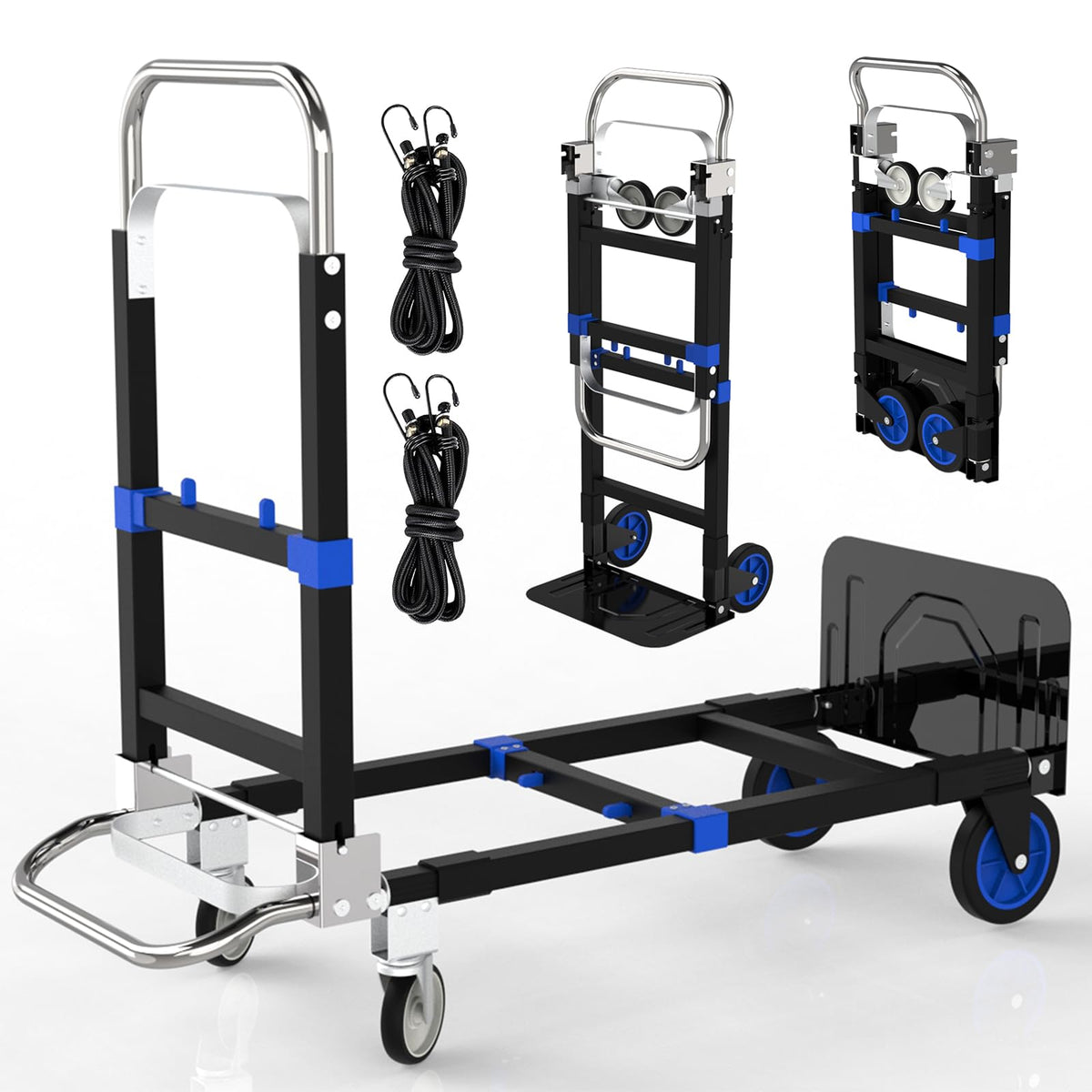 Suzhi Convertible Hand Truck Dolly Cart Heavy Duty/with 4 Wheels, 500 Lbs Load, 2 Straps for Moving Furniture/Appliance/Carton/Warehouse/Office